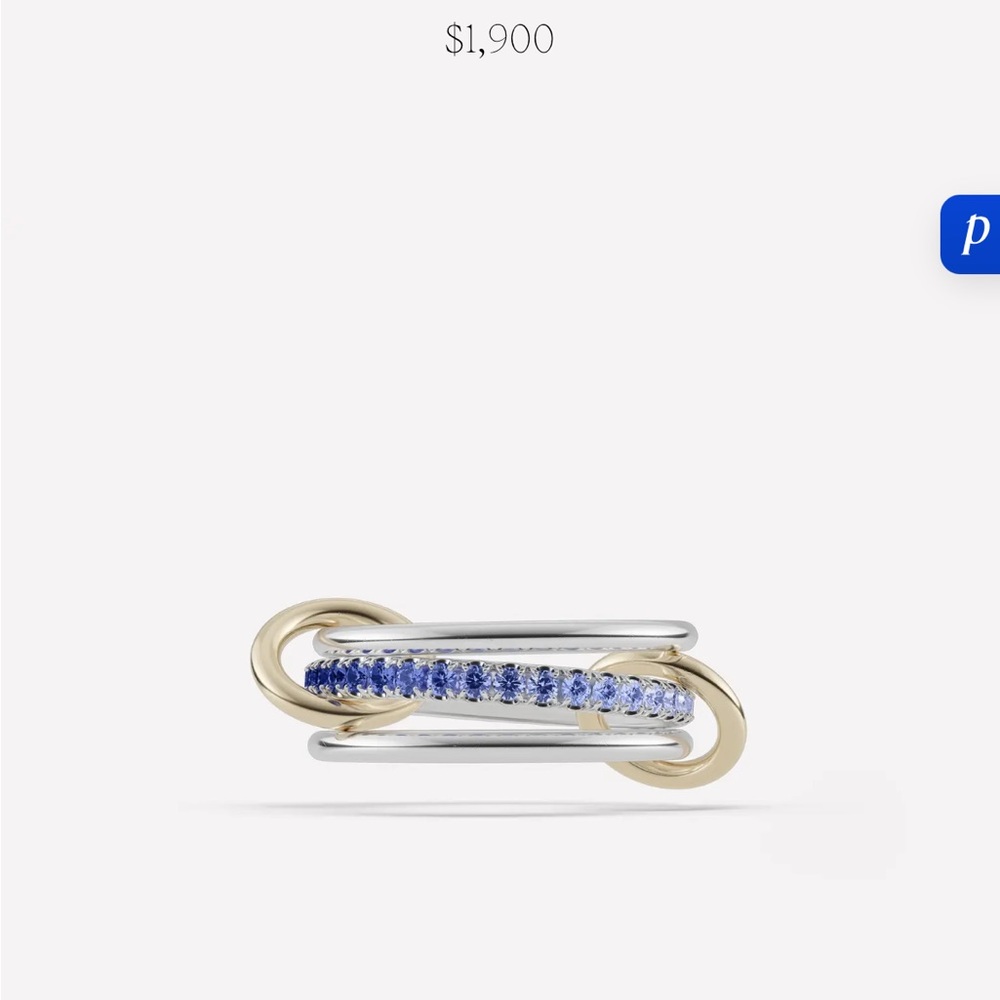 Two-Tone Link Ring with Blue Stones
